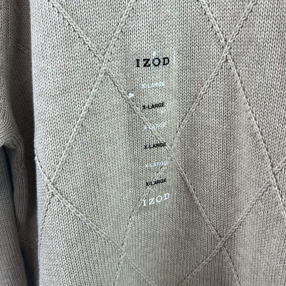 NWT Izod Mens diamond pattern tan sweater XL - Picture 4 of 7